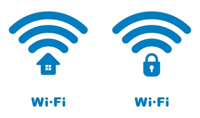 Wi-fi icons with the house and lock image