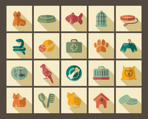 Pets care icon set