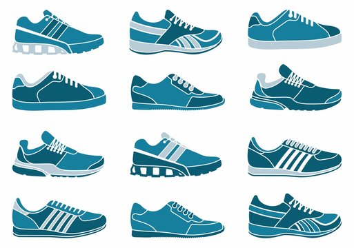 Set of icons of sports shoes