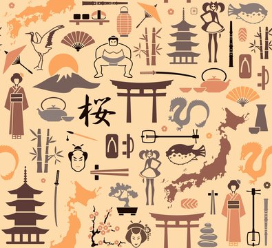 Seamless background on a theme of Japan