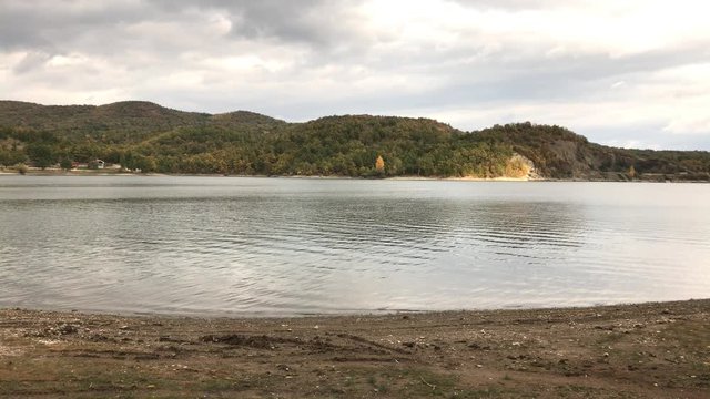  Eastern Serbian landscape by autumn footage - Waters of Bor lake and dam