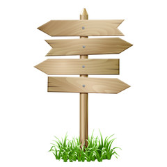 Wooden signboard in a grass.