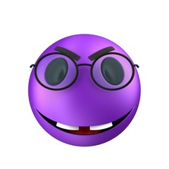 Naklejka premium 3d violet emoticon smile
