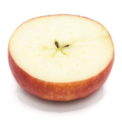 One Kanzi apple cross section half isolated on white backgound