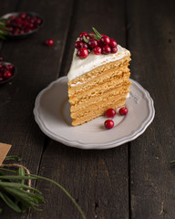 Honey nut ginger and carrot cake decorated with cranberries and rosemary. Perfect Christmas baked goods that you want to eat!)