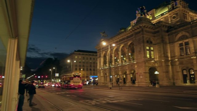 Opernring and Vienna Opera House during the blue hour