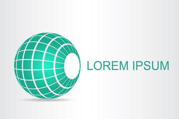 Logo stylized spherical surface with abstract shapes