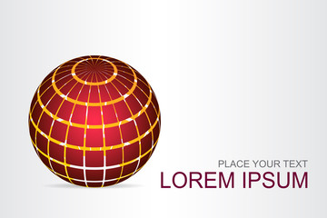 Logo stylized spherical surface with abstract shapes