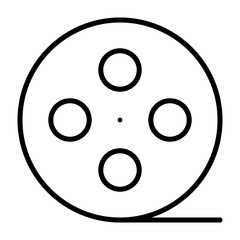 Film reel line icon. Cinema production symbol. Vector illustration