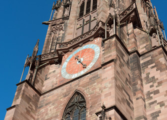 Clock on tower of Freiburg Minster