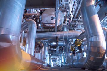 Equipment, cables and piping as found inside of a modern industrial power plant