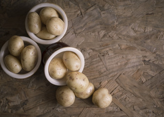 Food, fresh raw organic home grown new potato vegetables