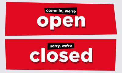 Come in We're Open Sorry W Are Closed Door Signs Stickers