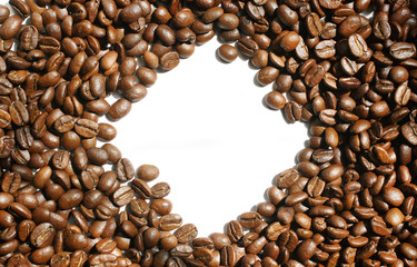 Roasted coffee beans diamond-shaped frame