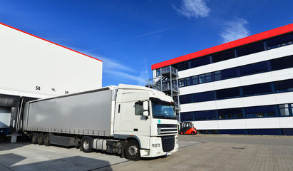 logistics and goods storage - loading and unloading of goods for transport by truck