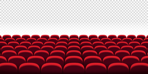 Red cinema seats. Vector realistic illustration on transparent background. 