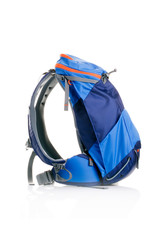 Photo side view of tourist backpack isolated