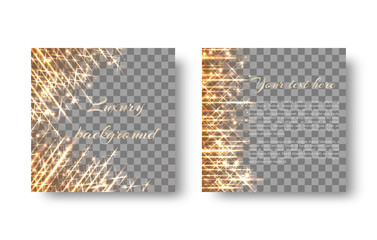Shining gold particles for a Christmas design on a transparent backdrop.