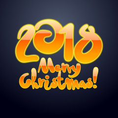 Vector shiny bright greeting card with glowing congratulation Merry Christmas 2018