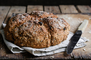 homemade bread on a wooden background