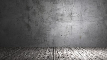 old concrete wall and wooden floor background texture poster