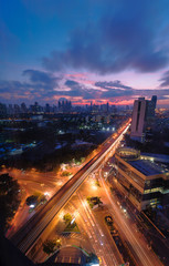 Fototapeta premium Cityscape with twilight sky