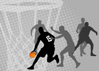 basketball on the abstract halftone background - vector