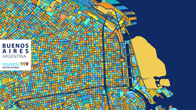 Buenos Aires, Argentina, Colorful Vector Artmap