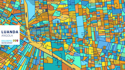 Luanda, Angola, Colorful Vector Artmap