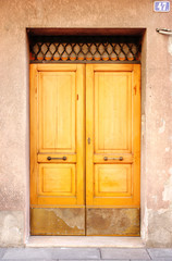 yellow  wooden door