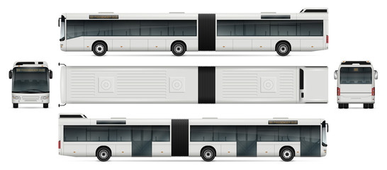 Bus vector mock-up for advertising, corporate identity. Isolated passenger transport template on white. Vehicle branding mockup. All layers and groups well organized for easy editing and recolor.