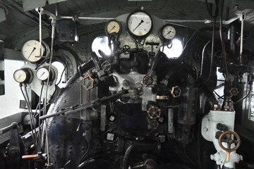 蒸気機関車の運転台