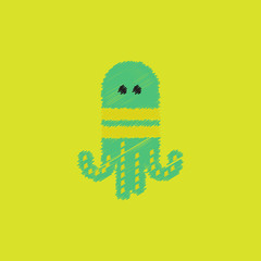 Octopus, vector cartoon illustration in Hatching style