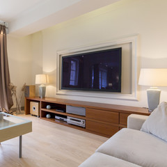 Stylish living room with big tv