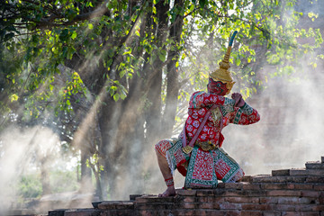 Fototapeta na wymiar Khon Thai traditional dance performance