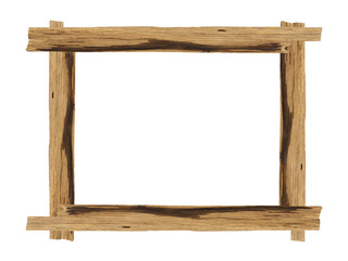 Picture frames made of plank wood isolated on white background