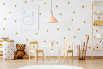 Teddy bear in child's room