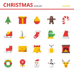 christmas icons set with white background. flat icon collection. vector illustration 