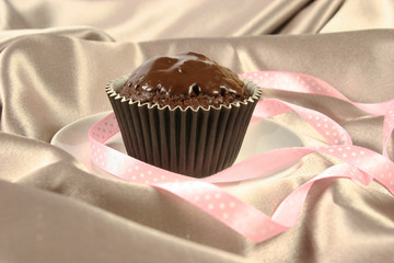 Chocolate muffin closeup