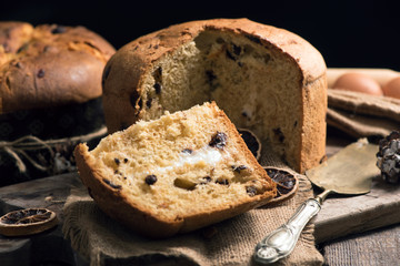 Panettone. Italian traditional Christmas cake
