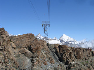 View of Matterhorn glacier paradise from the cable way