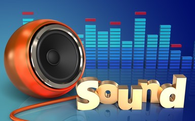 3d 'sound' sign orange speaker