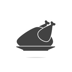 Roasted chicken icon vector