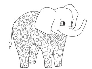 Elephant coloring vector for adults animal