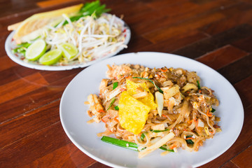 Pad thai or stir fry noodles on the table.