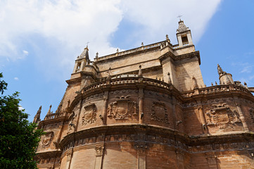 Fototapeta premium Historic buildings and monuments of Seville, Spain. Catedral de Santa Maria de la Sede.