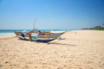 fishing boat on the ocean shore