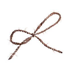 Bow from rope, ribbon watercolor illustration