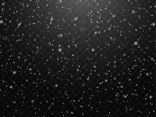 Falling snow on a transparent background. Abstract snowflake background. Fall of snow with snowdrift