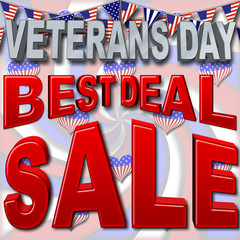 Stock Illustration - Steel Veterans Day, Red Best Deal, 3D Illustration.